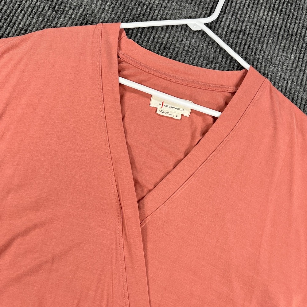 Anthropologie‎ Top Womens XS Coral Short Sleeve Wrap Style Casual Comfort